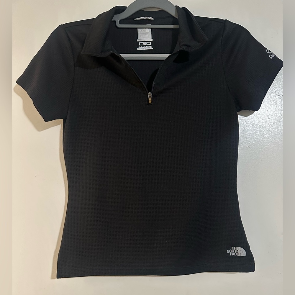 The North Face Women's Black Short polo Tee vapor wick size s